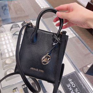 Michael Kors Mercer Extra Small Pebbled Leather Crossbody Bag Black
